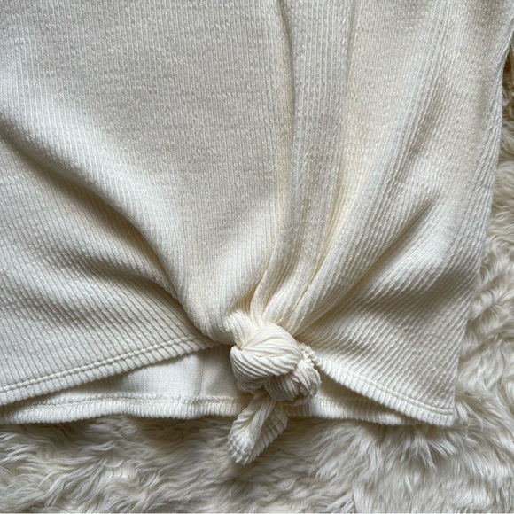 Madewell Top Elwood Knot Front Long Sleeve Jacquard Ivory Cream XXL NWOT - Picture 7 of 12